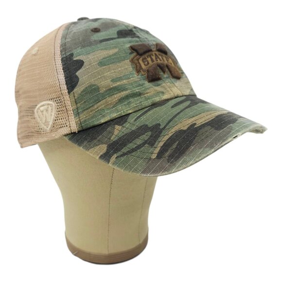 Mississippi State Bulldogs Strapback Cap Hat Logo Patch Distressed Camo Mesh TOW - Picture 3 of 14